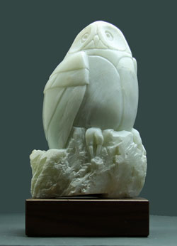 A photo of  Basking in Reflected Glory, a soapstone sculpture by Clarence P. Cameron of Madison, Wisconsin