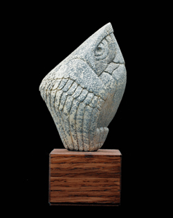 Soapstone Owl #4 - A carving in dendritic soapstone by Clarence P. Cameron of Madison, Wisconsin