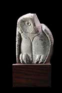 Soapstone Ow on Wooden Base