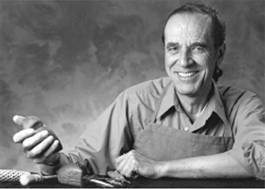 A photo of Clarence P. Cameron taken in 2001, when he was the Commemorative Artist for WHA-TV's Art and Antique Auction in Madison. He created 21 bronze owls to help raise funding for the television station. The photo is by renowned photographer, James Gill. Read more below.
