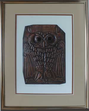 At Attention, a framed copper piece by Clarence P. Cameron of Madison, Wisconsin