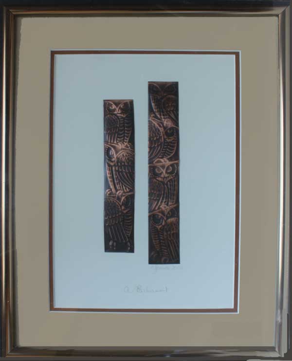 A larger image of A Parliament, a framed copper piece by Clarence P. Cameron of Madison, Wisconsin