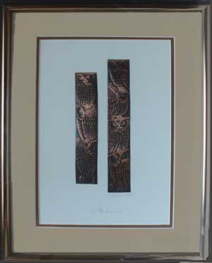 A Parliament, a framed copper piece by Clarence P. Cameron of Madison, Wisconsin