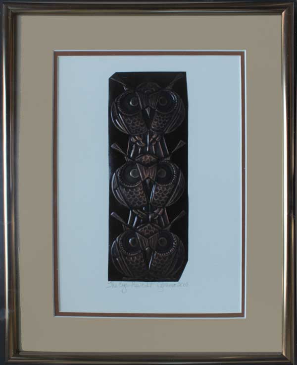 A larger image of The Eyes Have It, a framed copper piece by Clarence P. Cameron of Madison, Wisconsin