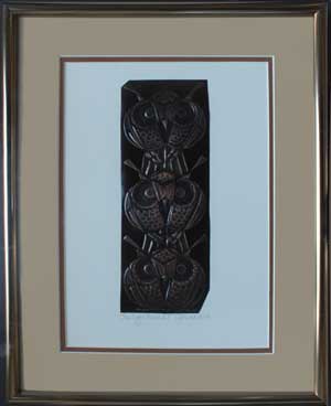 The Eyes Have It, a framed copper piece by Clarence P. Cameron of Madison, Wisconsin