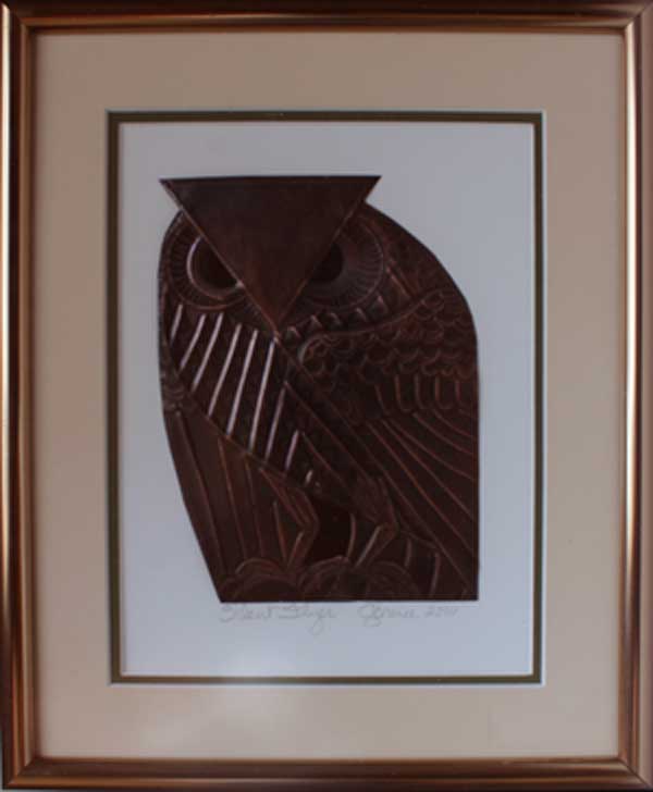 A larger image of Silent Flyer, a framed copper piece by Clarence P. Cameron of Madison, Wisconsin