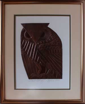 Silent Flyer, a framed copper piece by Clarence P. Cameron of Madison, Wisconsin