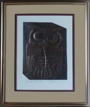Don't Ask Me, a framed copper piece by Clarence P. Cameron of Madison, Wisconsin