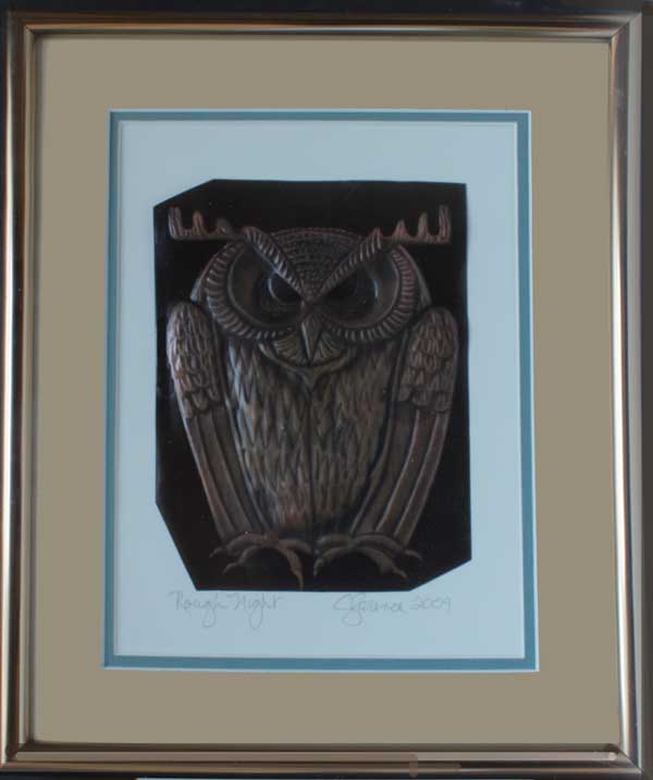 A larger image of Rough Night, a framed copper piece by Clarence P. Cameron of Madison, Wisconsin