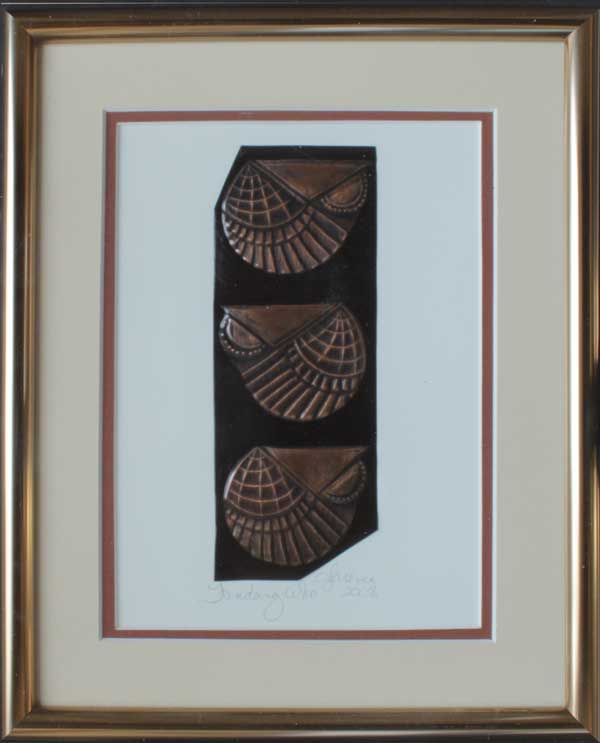 FandangWho, a framed copper piece by Clarence P. Cameron of Madison, Wisconsin