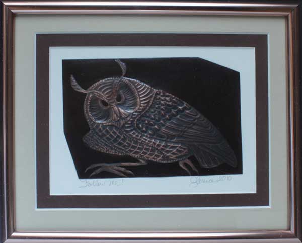 Follow Me, a framed copper piece by Clarence P. Cameron of Madison, Wisconsin