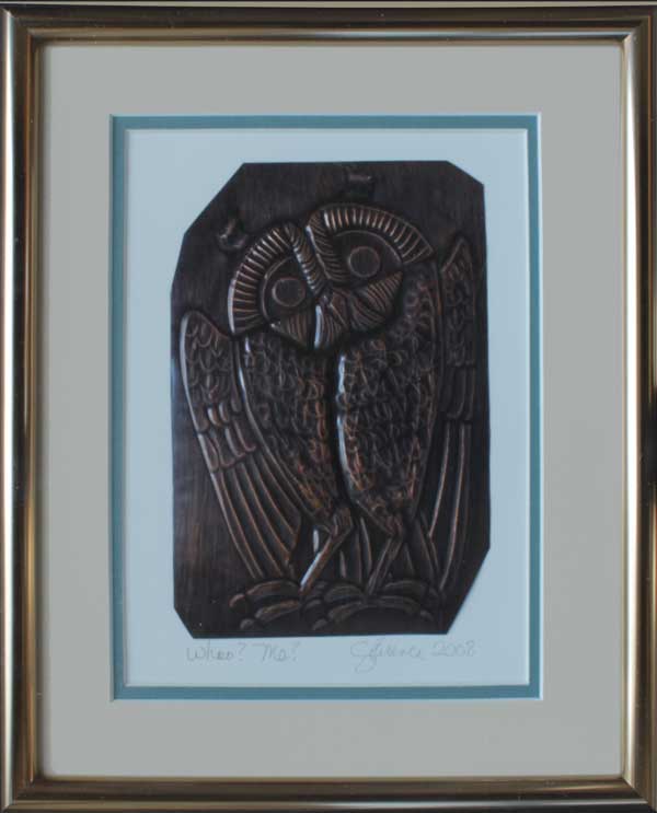 Who? Me?, a framed copper piece by Clarence P. Cameron of Madison, Wisconsin