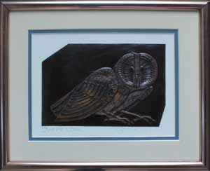 Find Me A Barn, a framed copper piece by Clarence P. Cameron of Madison, Wisconsin