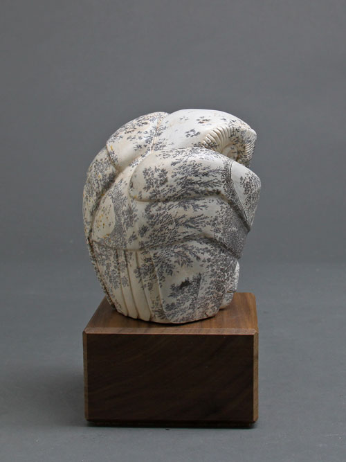 A view of the other side of Soapstone Owl #27F by Clarence P. Cameron of Madison, Wisconsin