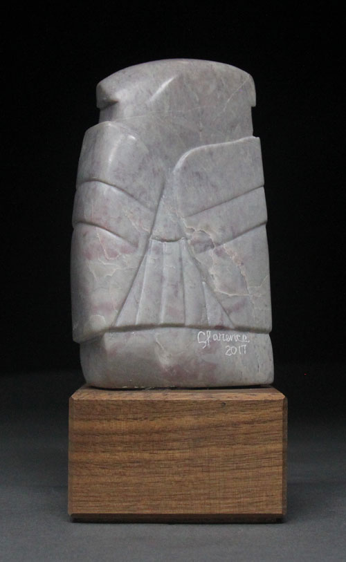 A view of the back of Soapstone Owl #19