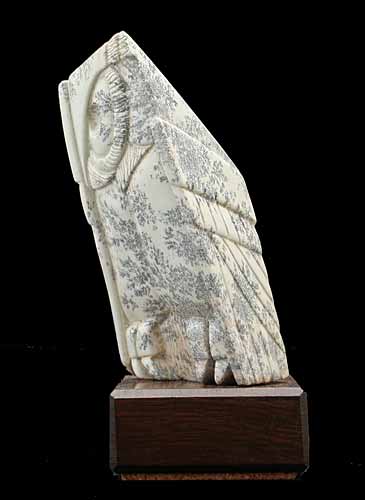 Another view of the dendritic Soapstone Owl #30F by Clarence P. Cameron of Madison, Wisconsin