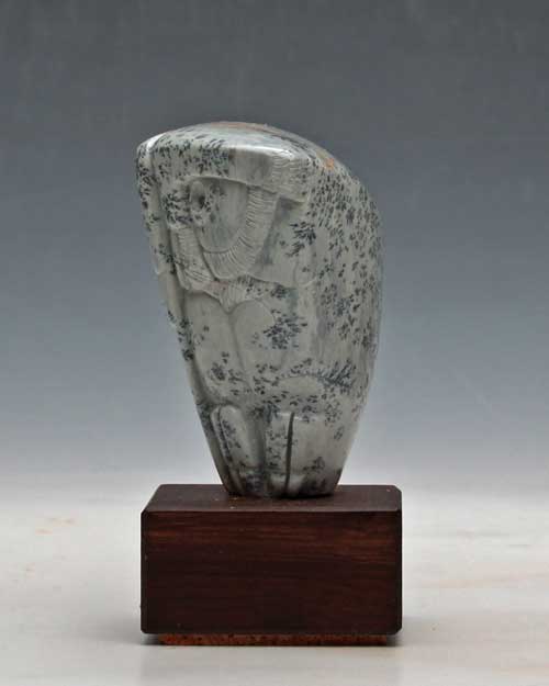 Another view of dendritic Soapstone Owl #26 by Clarence P. Cameron of Madison, Wisconsin