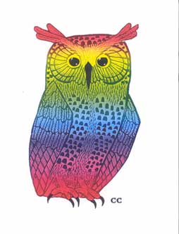 Barn Owl Note Cards from a linoleum block print created by Clarence P. Cameron of Madison , Wisconsin